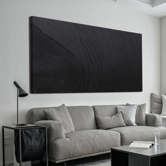 Black Wall Art Decor Canvas Art Wall Decor Black Silence Wall Art Painting Decorations Artwork Wall Art Prints Modern Textured Wall Art for Living Room 20"X40" for Room Bedroom Office Decor - color: Black, size: 40"L x 20"W