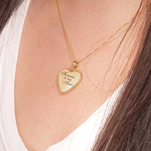 PicturesOnGold.com Forever In My Heart Locket Necklace for Women | Silver or Gold - style: Yellow Gold Filled - Locket + 2 Photos