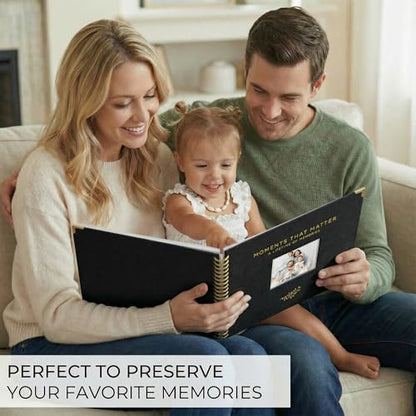 Beautiful Linen Scrapbook Photo Album 10"x10" - 40-Page Blank Guest Book | Perfect to Preserve Special Memories of Family, Weddings, Birthdays and Baby Showers - Timeless Keepsake for Every Home - color: Black