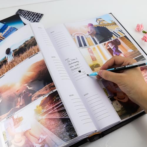 Vienrose Photo Album 4x6 300 Photos PU Leather Cover Blue | Memo Area, Personalized Window, Slip-In Pockets, Acid-Free & PVC-Free, Store Wedding Baby Vacation Memories - color: Blue