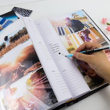 Vienrose Photo Album 4x6 300 Photos PU Leather Cover Blue | Memo Area, Personalized Window, Slip-In Pockets, Acid-Free & PVC-Free, Store Wedding Baby Vacation Memories - color: Blue
