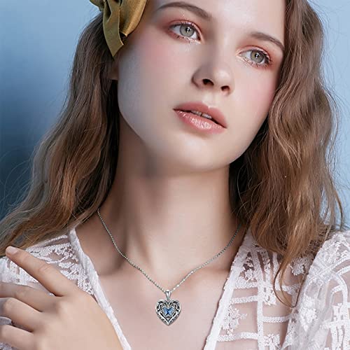 SOULMEET Personalized Butterfly Locket Necklace That Holds Up to 2 Pictures, Memorial Insects Silver Butterfly Photo Locket Custom Any Photo Healing Gift - color: G-Crystal Blue, style: Locket+Custom Photo+Engraved