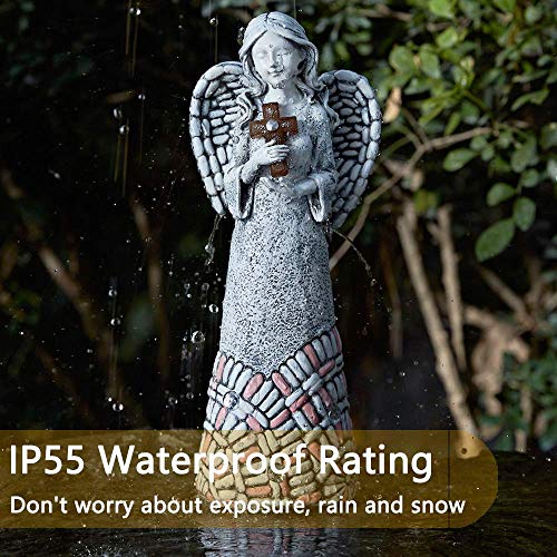 Angel Garden Statues Outdoor Solar Decor Gifts for Women Cross Praying for Cemetery Backyard Lawn Yard Decoration（10.24inch） - style: Cross Praying Angel