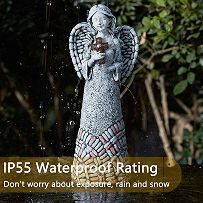 Angel Garden Statues Outdoor Solar Decor Gifts for Women Cross Praying for Cemetery Backyard Lawn Yard Decoration（10.24inch） - style: Cross Praying Angel