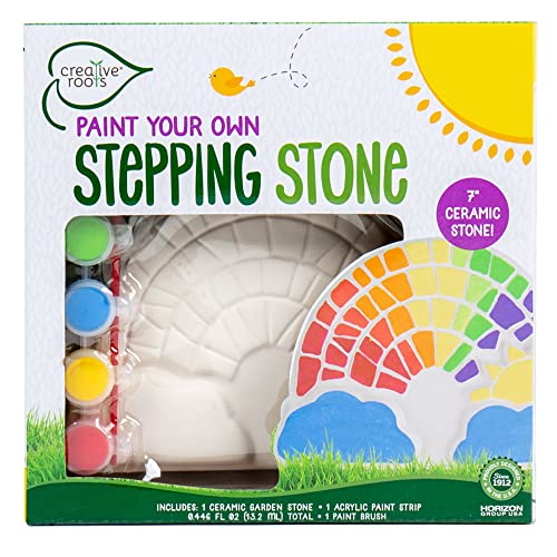 Creative Roots Paint Your Own Rainbow Stepping Stone Craft Kits for Kids, Ceramics to Paint, Ages 6+ - style: Rainbow