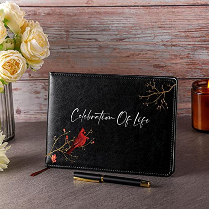 Yingzhao Memorial Funeral Guest Book with Pen 144 Pages Cardinal Funeral Guest Sign in Book for Memorial Service Celebration of Life Party Supplies in Loving Memory(Celebration of Life) - style: Celebration of Life