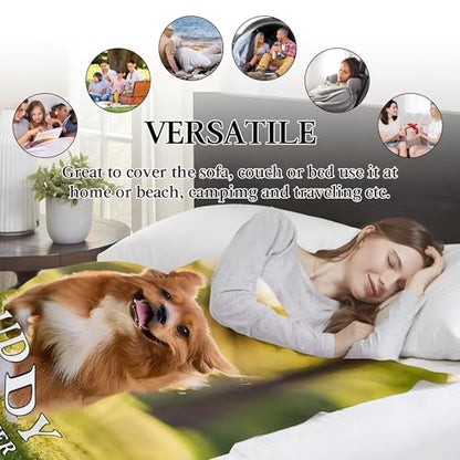Ship Next Day, Customized Pet Memorial Gifts, Custom Dog Blanket with Picture Name, Personalized Pet Memorial Photo Blanket, Loss of Pet Sympathy Gift, Dog Passing Away Bereavement Gifts - color: Dog Blanket 07