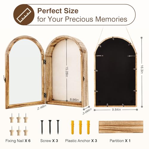 DGWJSU Shadow Box Frame 10x16 Large Shadow Boxes Display Cases with Linen Back and Removable Shelves, Picture Frame Wedding Bouquet Memorabilia Medals Photos Memory Box for Keepsakes, Carbonized Brown - color: Carbonized Brown