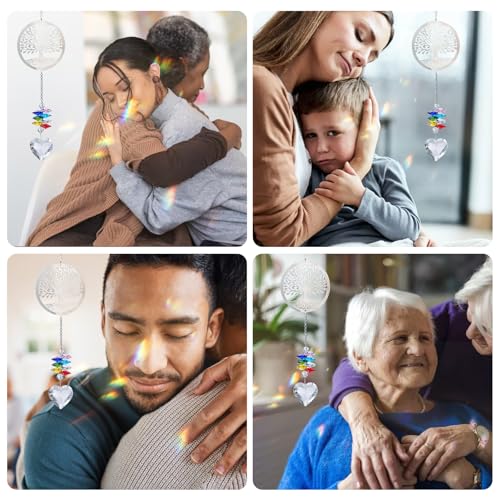 Memorial Gifts for Loss of Loved One, Unique Sympathy Gift Idea Crystal Ball Suncatcher, Rainbow Bereavement Grief Gift Box for Loss of Mom Dad Husband Son Daughter Dog,Tree of Life