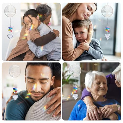 Memorial Gifts for Loss of Loved One, Unique Sympathy Gift Idea Crystal Ball Suncatcher, Rainbow Bereavement Grief Gift Box for Loss of Mom Dad Husband Son Daughter Dog,Tree of Life