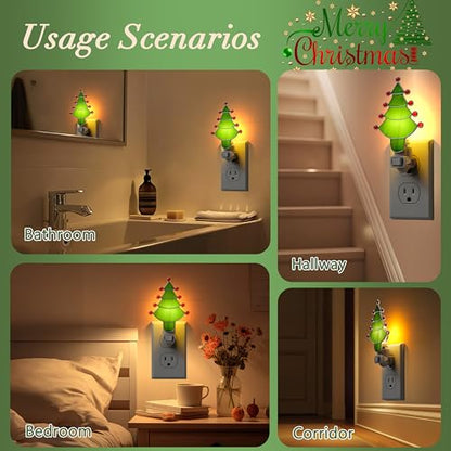 Stained Glass Christmas Tree Night Light Plug into Wall for Home - color: Green Christmas Tree