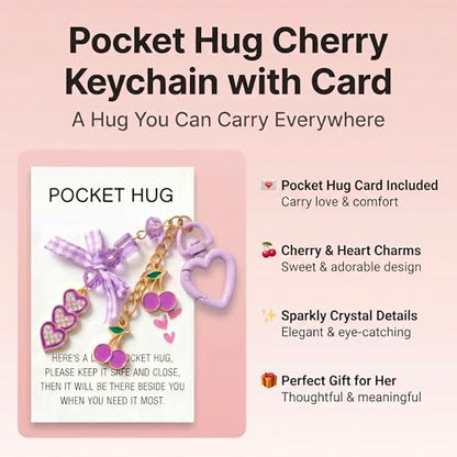 YOJO Pocket Hug Keychain, Love Keychain with Positive Affirmation Card, Emotional Support, Inspirational Gift - color: Diamond Purple