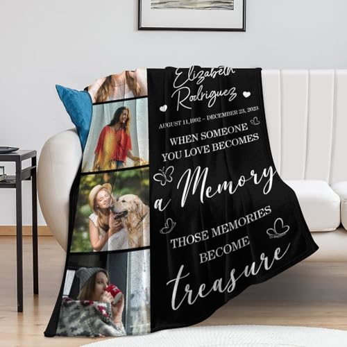 Custom Memorial Blanket with Picture Personalized Sympathy Remembrance Condolences Bereavement Gifts Sympathy Gifts for Loss of Loved One Mother Dad Grandma Grandpa Sister Daughter Friend - color: Design16