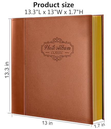 Photo Album Holds 3X5, 4X6, 5X7, 6X8, 8X10 Photos, Leather Cover, Magnetic Self-Stick Page, Hand Made DIY Albums (Brown, Large) (Pack of 2) - color: Brown, size: Large (Pack of 2)
