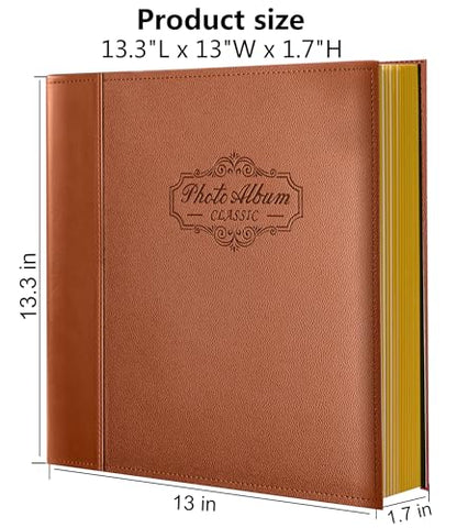 Photo Album Holds 3X5, 4X6, 5X7, 6X8, 8X10 Photos, Leather Cover, Magnetic Self-Stick Page, Hand Made DIY Albums (Brown, Large) (Pack of 2) - color: Brown, size: Large (Pack of 2)