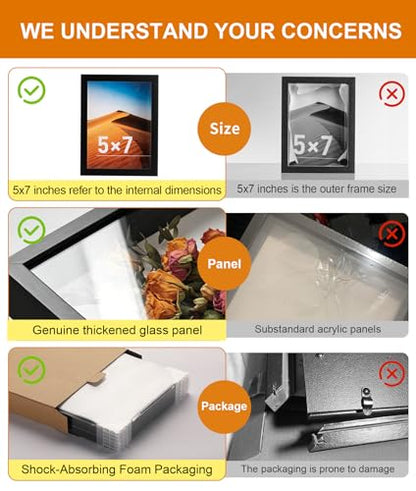 5x7 Small Shadow Box Frame with Ultra-Clear Glass & Soft Linen Back - color: Black+high Definition Panel + Shatter-proof Packaging, size: 5x7