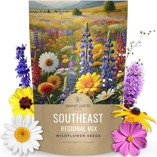 Southeast Regional Mix - Bulk 1/4 Pound Pouch - 48,000 Flower Seeds for Planting - Wildflower Mix - size: 4 Ounce (Pack of 1), style: Southeast Regional Mix