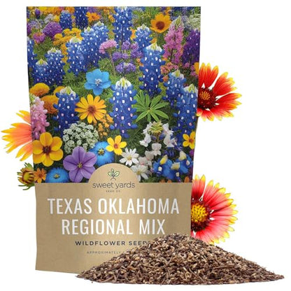 Texas Oklahoma Regional Mix Seeds for Planting - Bulk 1 Pound Bag - Over 240,000 Native Seeds - Open Pollinated and Non GMO - size: Bulk 1 Pound, style: Texas / Oklahoma Regional Mix