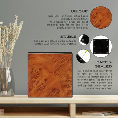 LifeSong Small Wooden Cremation Urn: Cherished Keepsake for Loved Ones - Elegant Memorial Gift & Keepsake Box (Dark Brown) - color: Dark Brown Non Personalized