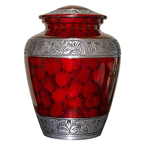 Extra Large Companion Human Funeral Cremation Urn | Personalized Double Urn for Two Adults (Red) - color: Red