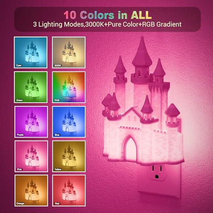 JandCase Night Lights Plug into Wall, 3D Printed Castle RGB Night Light - color: Castle-RGB, size: 2 Pack