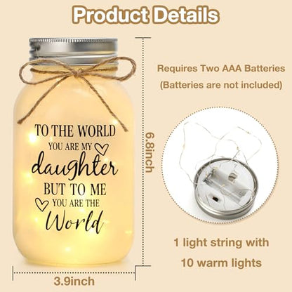 Birthday Gifts for Daughter from Mom - 30 oz Large Mason Jar Night Light | Daughter Birthday Gifts from Mom and Dad, Wedding Blessing Gift, Graduation Gift for Daughters Adult - color: daughter