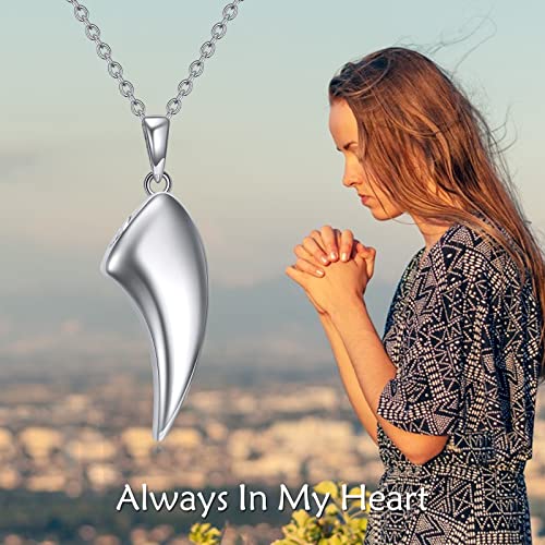 VONALA Urn Necklace Sterling Silver Memorial gifts for Ashes Keepsake Jewelry - style: Wolf Tooth