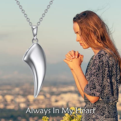 VONALA Urn Necklace Sterling Silver Memorial gifts for Ashes Keepsake Jewelry - style: Wolf Tooth