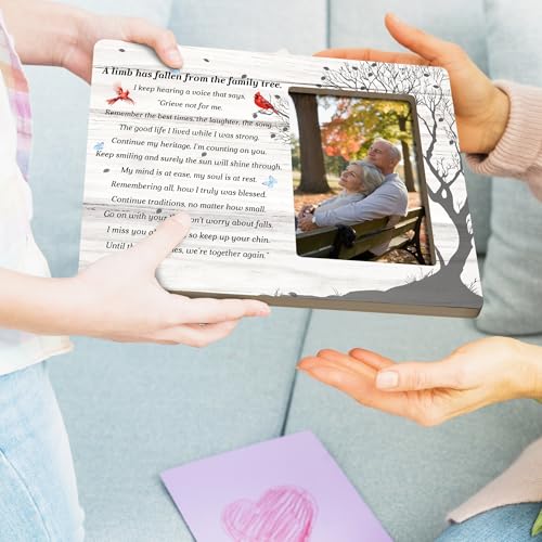 Sympathy Gifts for Loss of loved one, Memorial Picture Frame Gifts, A Limb Has Fallen from the Family Tree Wood Picture Frame, 4x6 Inch Photo