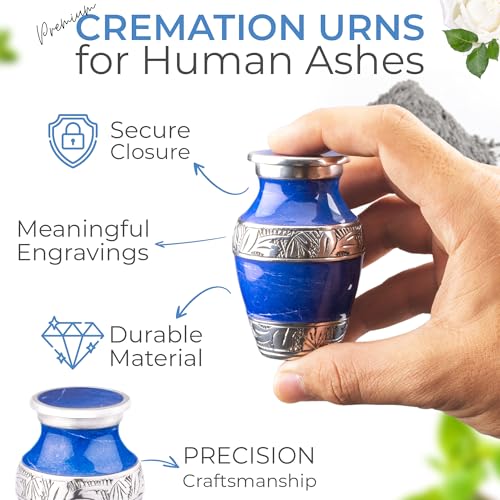 Marbled Metal Keepsake Urn for Human Ashes, Mini 6 Cu in, Blue - color: Blue, size: Small (Set of 1)