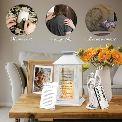 Memorial Lantern for Grandmother's Remembrance with LED Candle - color: Grandma