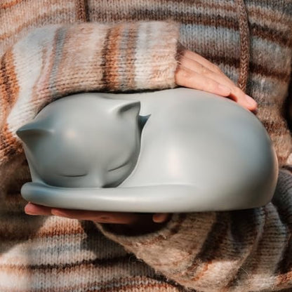 Cat Urn, Sleeping Resin Cremation Pet Urns for Cat Ashes, Gray - color: Gray
