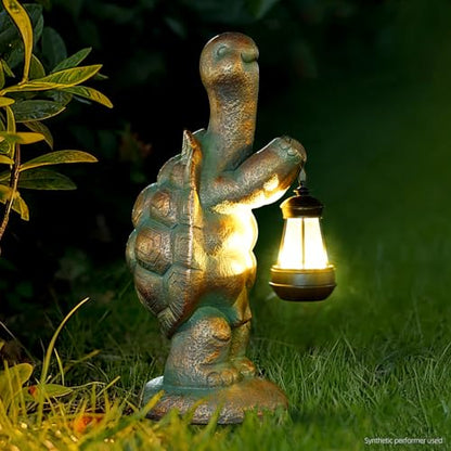 17-Inch Solar Turtle Garden Statue with LED Lantern Outdoor Decor - style: 17in Solar Turtle