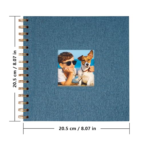 Scrapbook Photo Album, Linen Covered, 8x8 Inches, 20 Sheets/40 Pages | Hardcover Kraft White Pages, Wedding Guest Book, Travel Memory Book, Christmas, Baby Shower Keepsake, Family Album - color: Dark Blue, size: 8x8 Inch 40 Pages