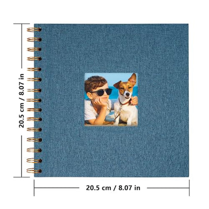 Scrapbook Photo Album, Linen Covered, 8x8 Inches, 20 Sheets/40 Pages | Hardcover Kraft White Pages, Wedding Guest Book, Travel Memory Book, Christmas, Baby Shower Keepsake, Family Album - color: Dark Blue, size: 8x8 Inch 40 Pages