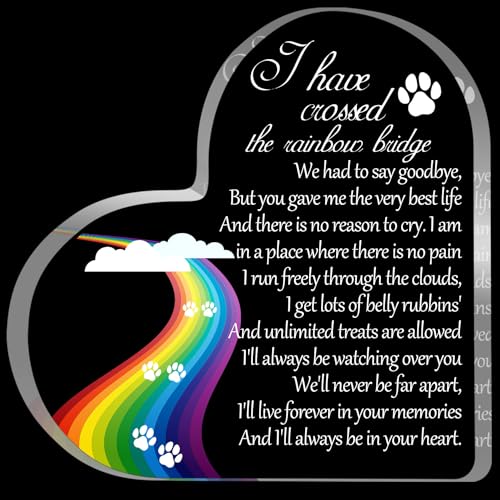 Pet Memorial Gifts, Sympathy Gift for Loss of Dog Cat, Pet Memorial Acrylic Rainbow Bridge Decorations Condolences Gifts for Pet Loss Remembrance Keepsake - color: Rainbow bridge