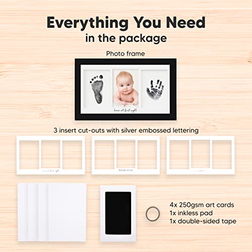 Inkless Hand and Footprint Kit, Boy Girl Newborn Keepsake (Onyx Black) | No Mess Ink Pad for Baby Handprint, Clean Touch Paw Print Kit for Dog Picture Frame, Personalized Baby Christmas Shower Gifts - color: Onyx Black