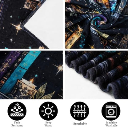 Halloween Blanket Gothic Book Throw Blankets Gifts for Women Men 50"X60" - color: Bookshelf
