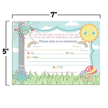 Amanda Creation Itsy Bitsy Spider Themed Birthday Party Fill In Invitations set of 20 with envelopes - style: Itsy Bitsy Spider