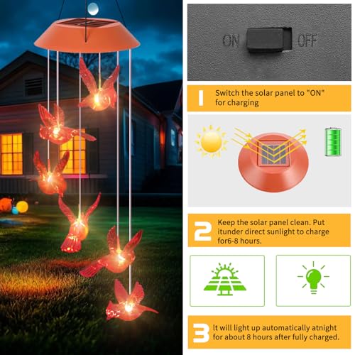Cardinal Solar Wind Chimes, Wind Chimes for Outside