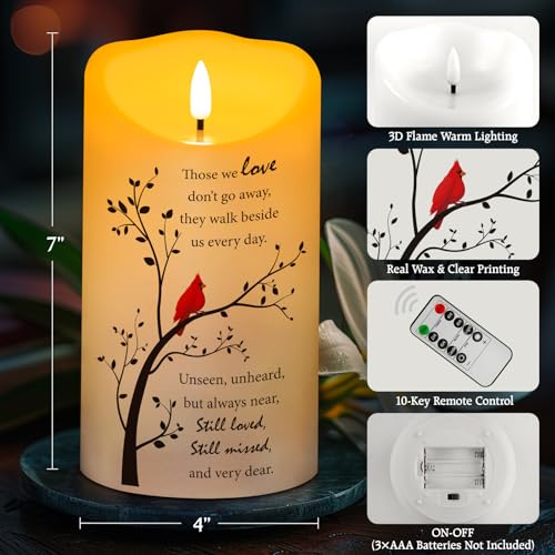 Flameless Memorial Candle, Real Wax LED Light with Remote Sympathy Gifts for Loss of Loved One, Mother, Father - Remembrance Gift (4" x 7") - color: Those We Love Don’t Go Away