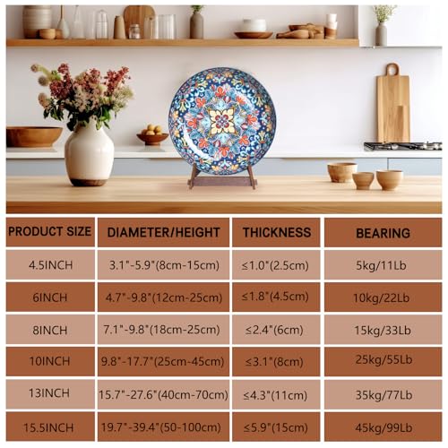 10 Inch Wooden Plate Display Stand, 1 Pack | Plate Holder, Display Stand for Book, Frame Picture, Plaque, Photo, Platter, Bowl, Decorative Tabletop Art Stand