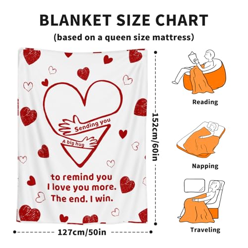 Giwawa Anniversary Wedding Gifts for Women Men Husband Wife Birthday Gift Ideas to Girlfriend Boyfriend Him Her Valentines Day Couples Blanket I Love You More The End I Win Throw Blanket 50x60 - color: Lovemore
