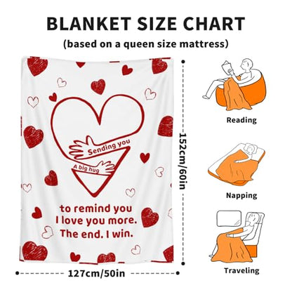 Giwawa Anniversary Wedding Gifts for Women Men Husband Wife Birthday Gift Ideas to Girlfriend Boyfriend Him Her Valentines Day Couples Blanket I Love You More The End I Win Throw Blanket 50x60 - color: Lovemore