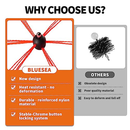 Bluesea 1 Piece Chimney Sweep Brush, Chimney Cleaning Kit Accessories with Hex Key and Adapter for Electric Drill, Durable Nylon Brush for Fireplace Flue Use. - size: Chimney Brush Head