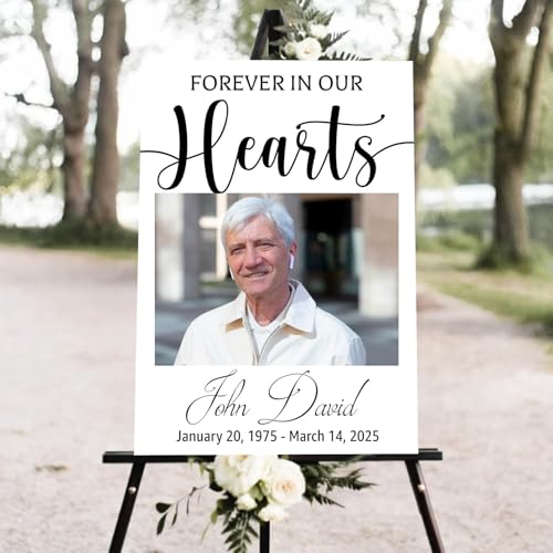 Memorial Funeral Sign, Heart Funeral Welcome Sign, 12' x 18' PVC, Double-Sided, Weather Resistant - color: Version 8