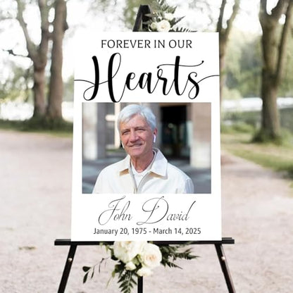 Memorial Funeral Sign, Heart Funeral Welcome Sign, 12' x 18' PVC, Double-Sided, Weather Resistant - color: Version 8