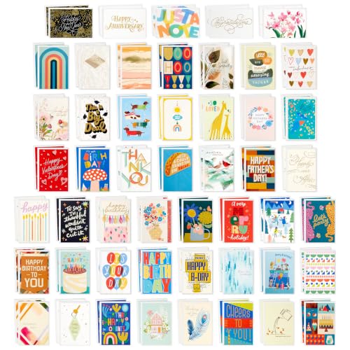 Hallmark Bulk All Occasion Cards, 100-Pack with Organizer (Black Stripes)