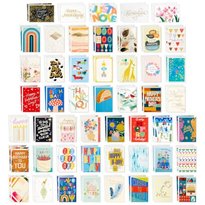 Hallmark Bulk All Occasion Cards, 100-Pack with Organizer (Black Stripes)