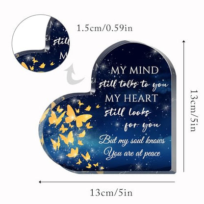 Xendelow Heart-Shaped Acrylic Decor Sign, Sympathy Gift for Loss, 5 x 5 x 0.6 inches - style: 010